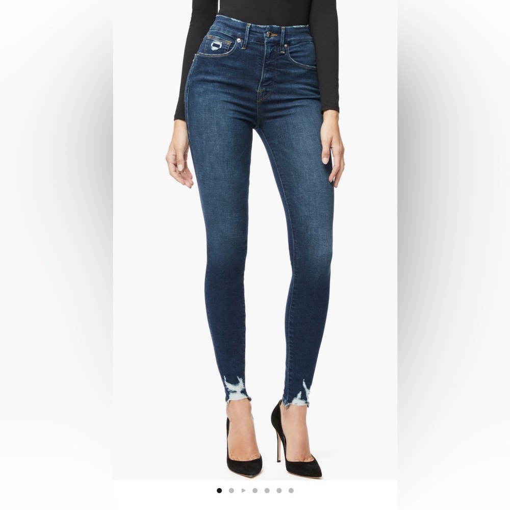 Good American | Good Waist Distressed High Waist Ankle Skinny Jeans